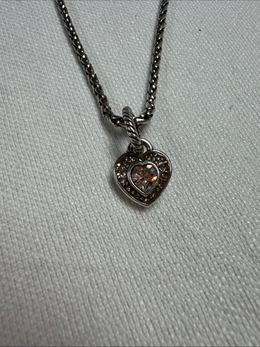 Brighton Silver Heart Pendant Necklace with Sparkling Center-retired - Picture 5 of 7